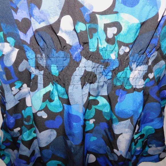 White Cross Womens XL Black with Blue Purple Hearts V Neck Scrub Top Shirt - Picture 12 of 12